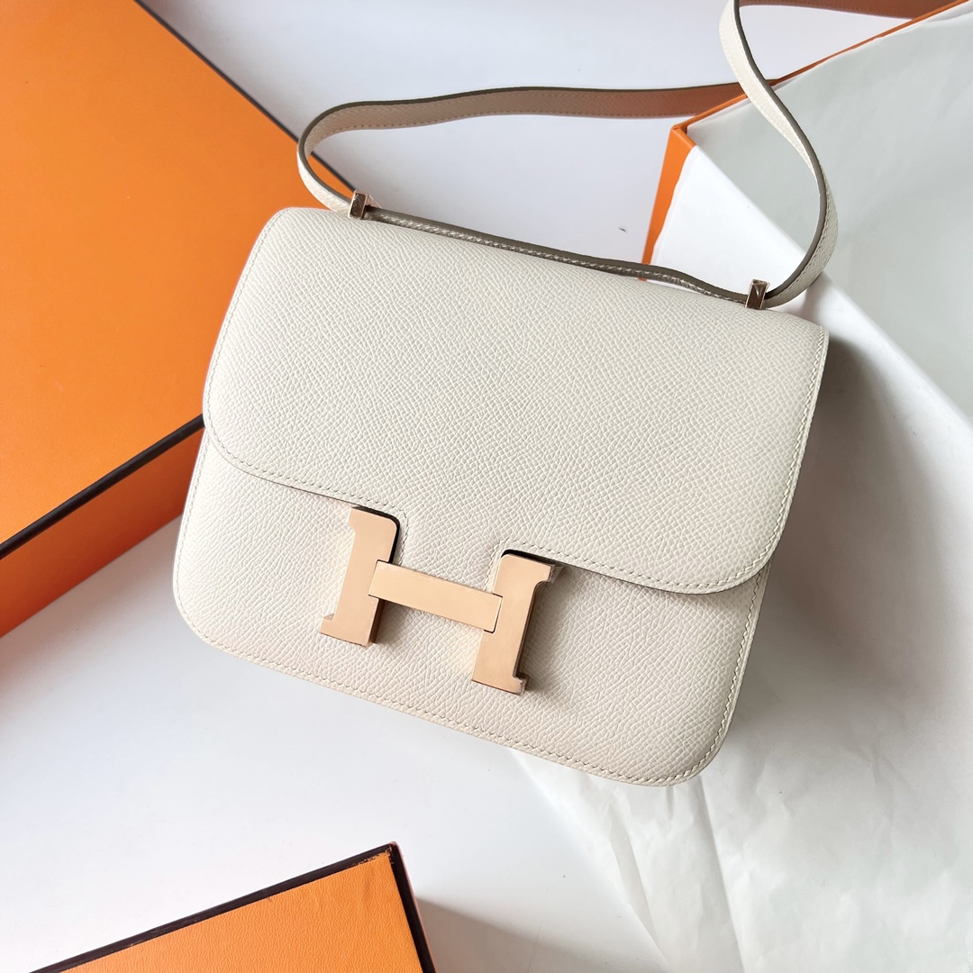 Hermes Constance 24cm Shoulder Bag In Beton Epsom Leather